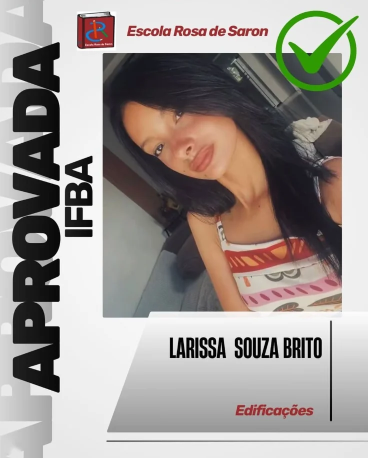 Cartão de aprovação no IFBA: Larissa Souza Brito, Edificações