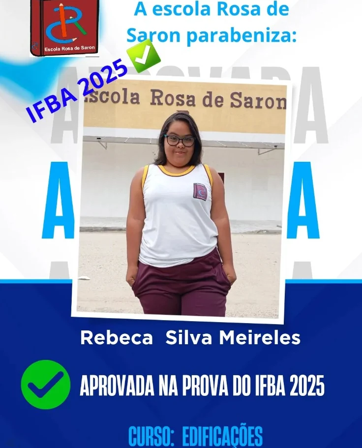 Cartão de aprovação no IFBA: Rebeca Silva Meireles, Edificações
